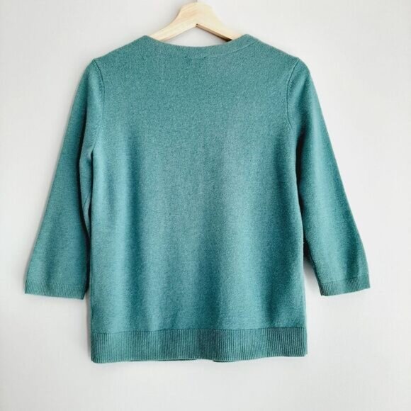 TALBOTS 100% Cashmere Sweater Crewneck Teal Blue Sz M P - Picture 5 of 7